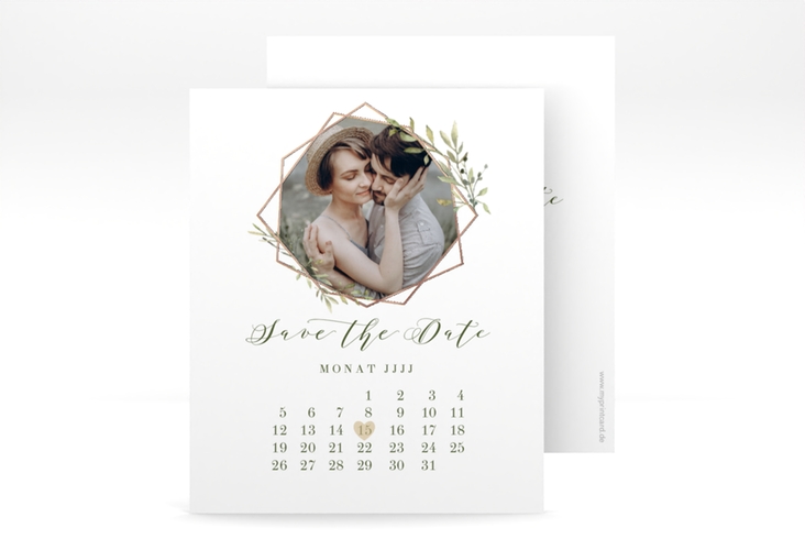 Save the Date-Kalenderblatt Acacia Kalenderblatt-Karte rosegold