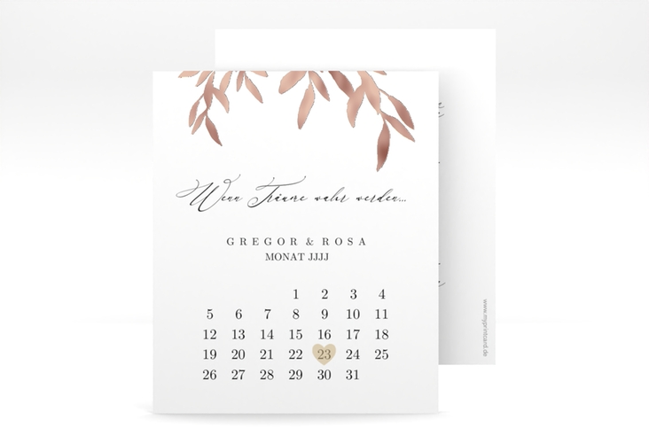 Save the Date-Kalenderblatt Demure Kalenderblatt-Karte rosegold