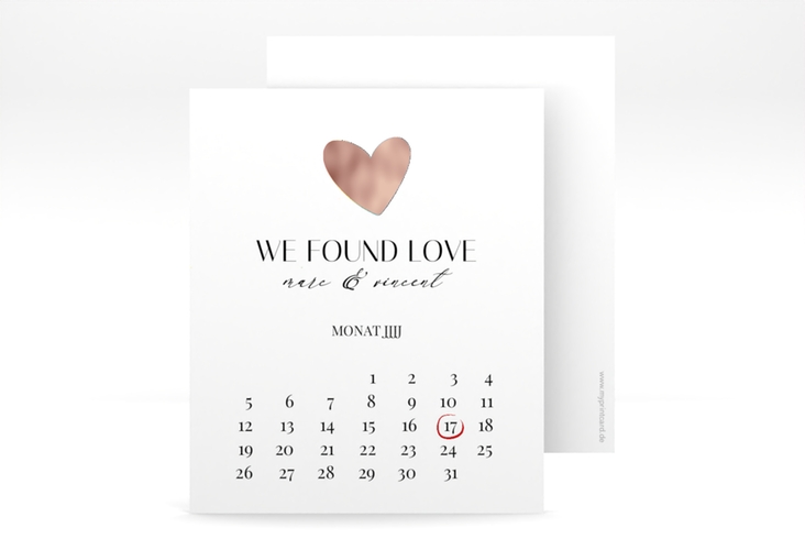 Save the Date-Kalenderblatt Liebesbote Kalenderblatt-Karte rosegold