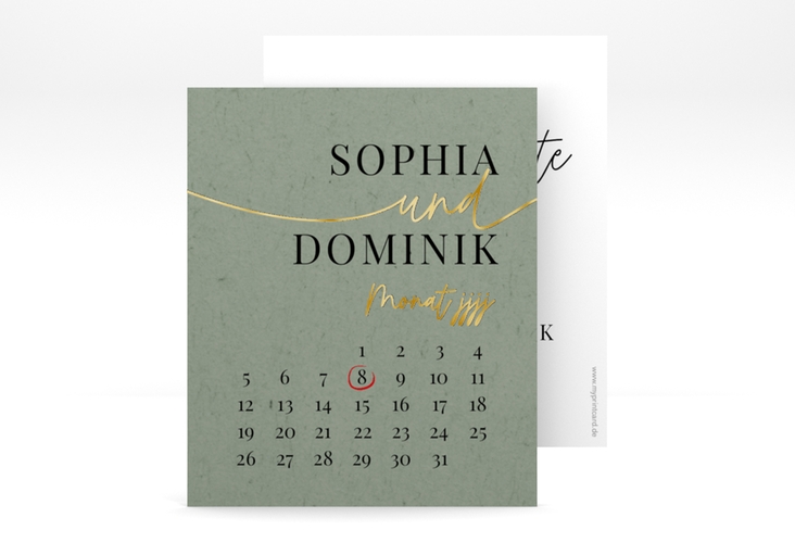 Save the Date-Kalenderblatt Easy Kalenderblatt-Karte gold im modernen minimalistischen Design