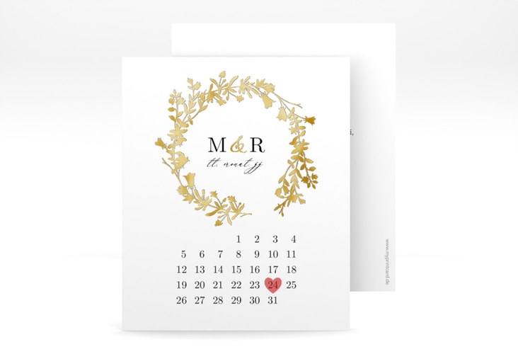 Save the Date-Kalenderblatt Filigree Kalenderblatt-Karte gold