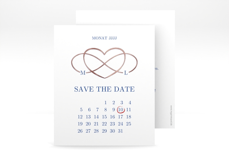 Save the Date-Kalenderblatt Infinity Kalenderblatt-Karte rosegold