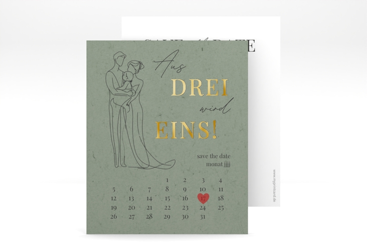 Save the Date-Kalenderblatt Vereint Kalenderblatt-Karte gold mit Folie