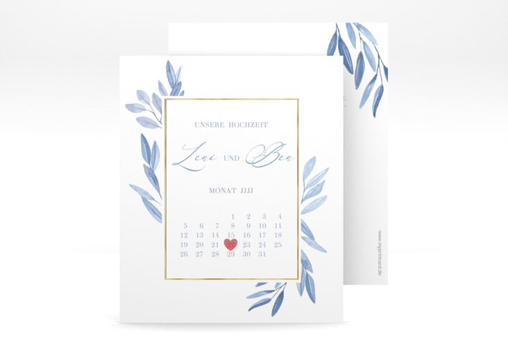 Save the Date-Kalenderblatt Classicblue Kalenderblatt-Karte gold