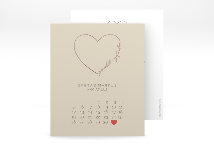 Save the Date-Kalenderblatt Lebenstraum Kalenderblatt-Karte rosegold