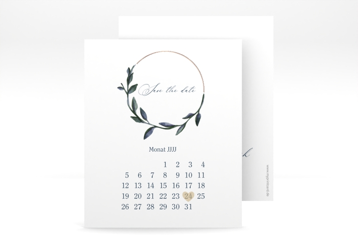 Save the Date-Kalenderblatt Botanica Kalenderblatt-Karte rosegold