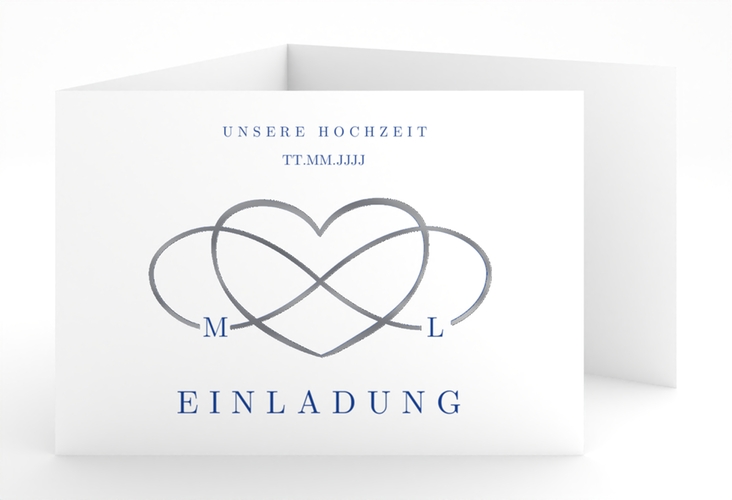 Hochzeitseinladung Infinity A6 Doppel-Klappkarte silber