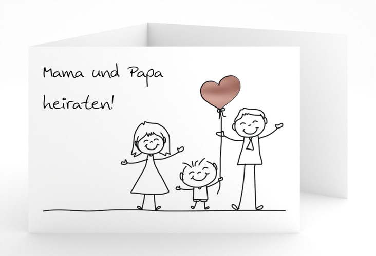 Hochzeitseinladung Family A6 Doppel-Klappkarte rosegold