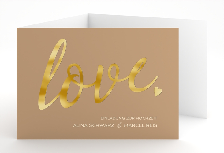 Hochzeitseinladung Glam A6 Doppel-Klappkarte gold