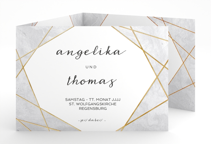 Hochzeitseinladung Asymmetry A6 Doppel-Klappkarte gold