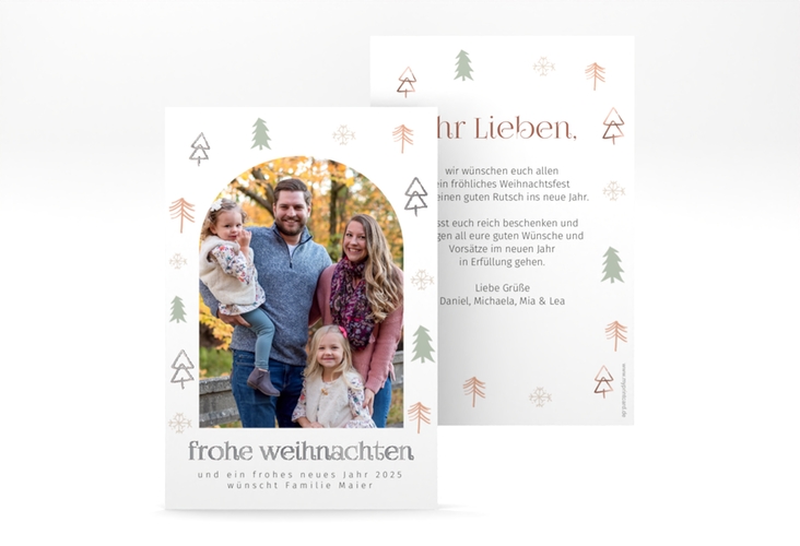 Weihnachtskarte Christbäumchen A6 Karte hoch silber