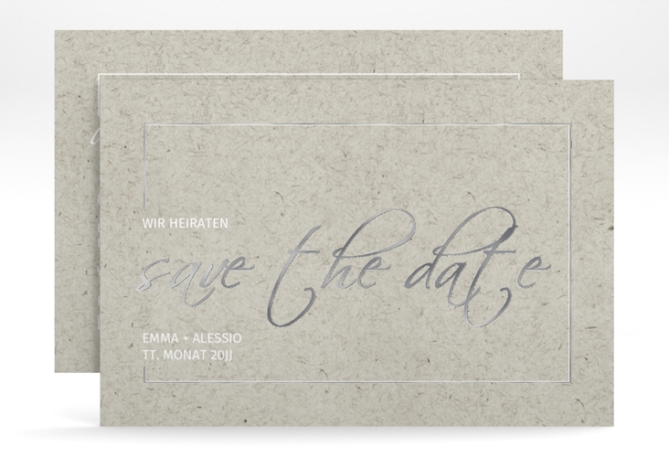 Save the Date-Karte Simple Line A6 Karte quer silber