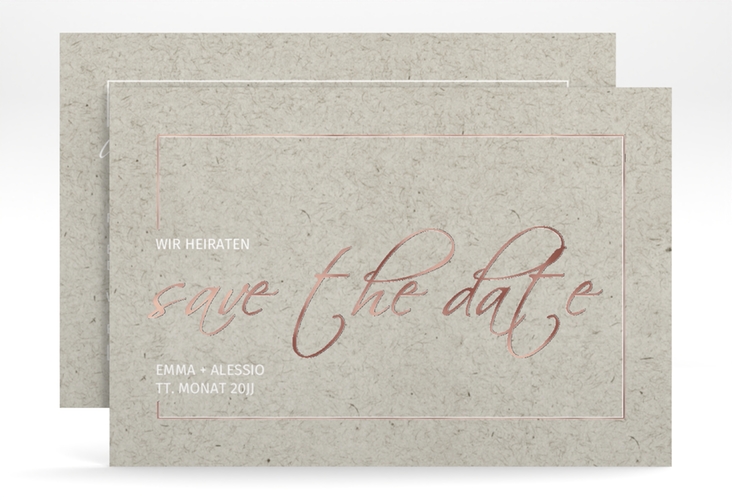 Save the Date-Karte Simple Line A6 Karte quer rosegold