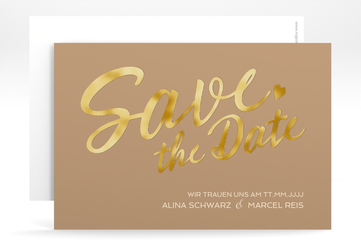 Save the Date-Karte Glam A6 Karte quer gold