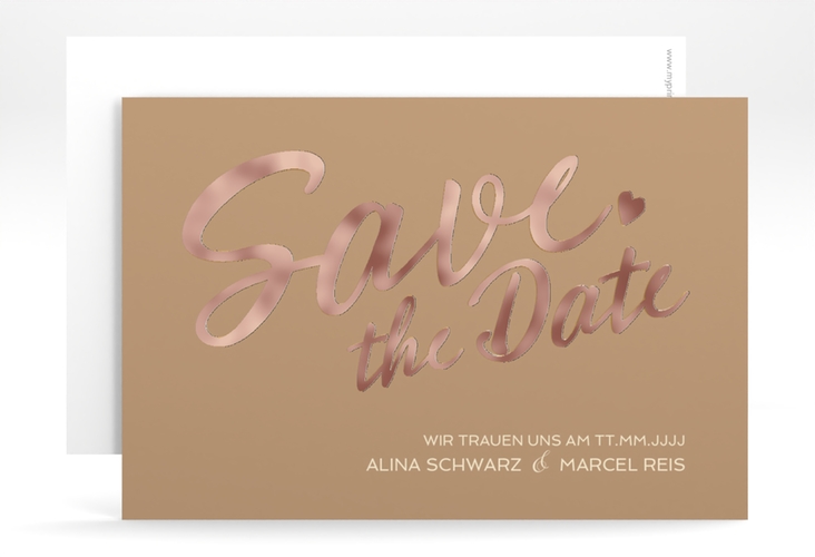 Save the Date-Karte Glam A6 Karte quer rosegold