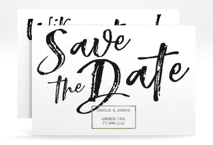 Save the Date-Karte Words A6 Karte quer silber