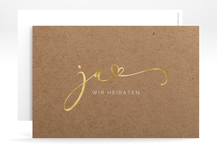 Save the Date-Karte Jawort A6 Karte quer gold modern minimalistisch mit veredelter Aufschrift