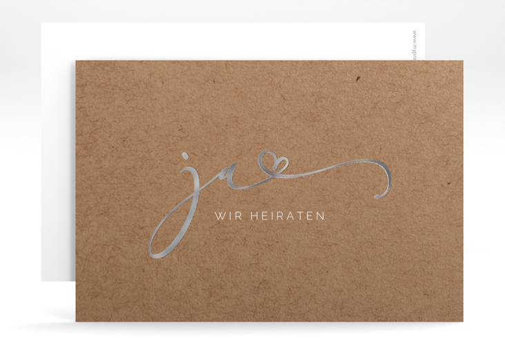 Save the Date-Karte Jawort A6 Karte quer silber modern minimalistisch mit veredelter Aufschrift