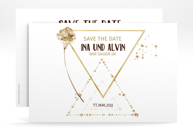 Save the Date-Karte Triangle A6 Karte quer gold