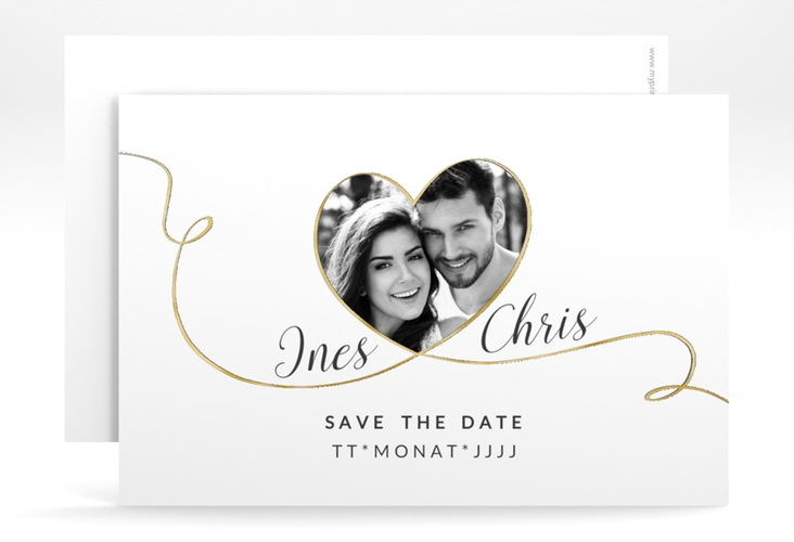 Save the Date-Karte Hochzeit Dolce A6 Karte quer gold