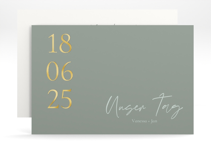 Save the Date-Karte Day A6 Karte quer gold mit Datum im minimalistischen Design