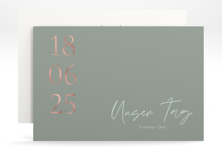 Save the Date-Karte Day A6 Karte quer rosegold mit Datum im minimalistischen Design