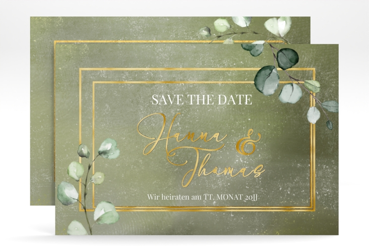 Save the Date-Karte Jade A6 Karte quer gold