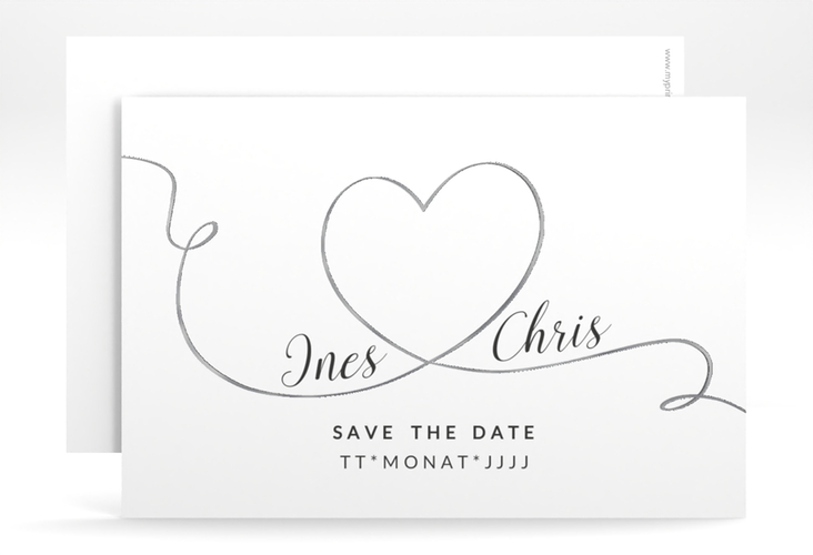 Save the Date-Karte Hochzeit Dolce A6 Karte quer silber