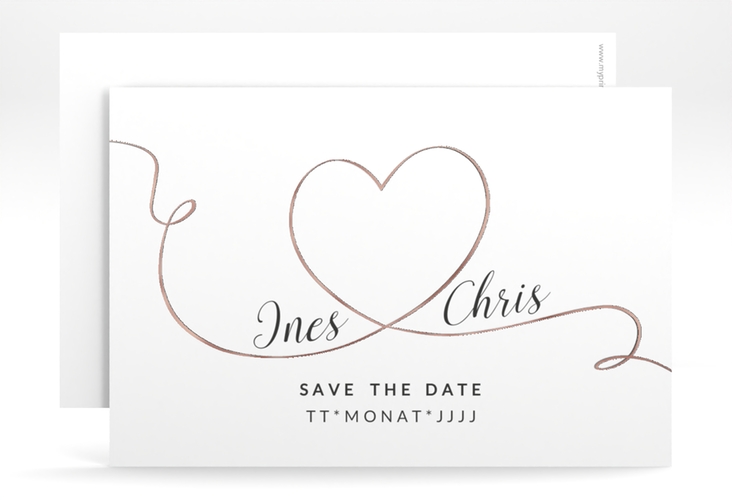 Save the Date-Karte Hochzeit Dolce A6 Karte quer rosegold