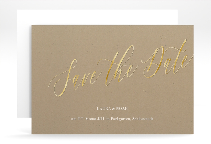 Save the Date-Karte Kalligrafie A6 Karte quer gold