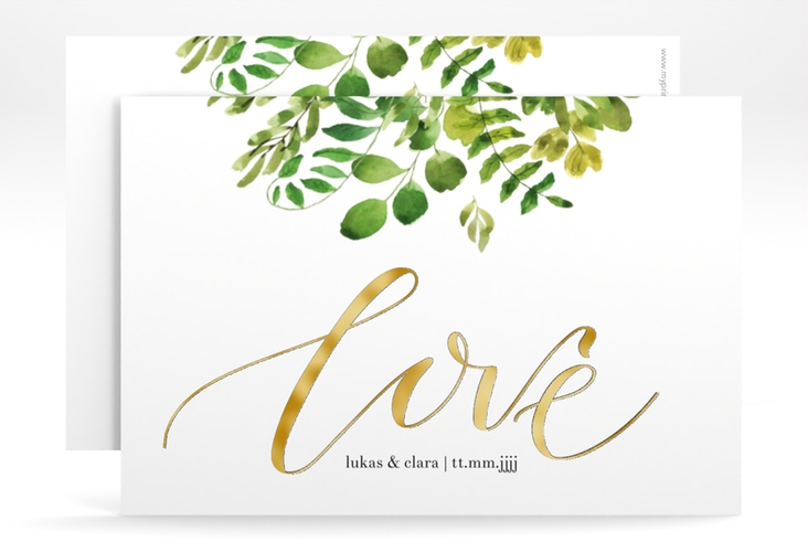 Save the Date-Karte Botany A6 Karte quer gold