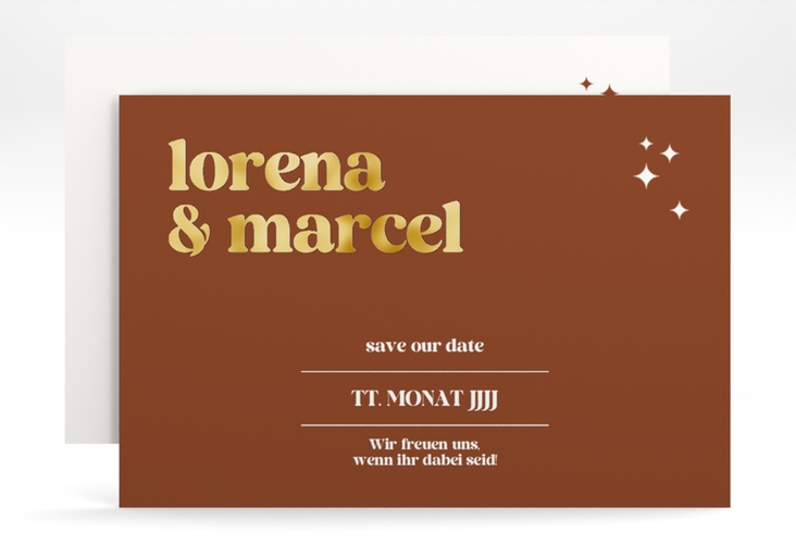 Save the Date-Karte Retro A6 Karte quer gold