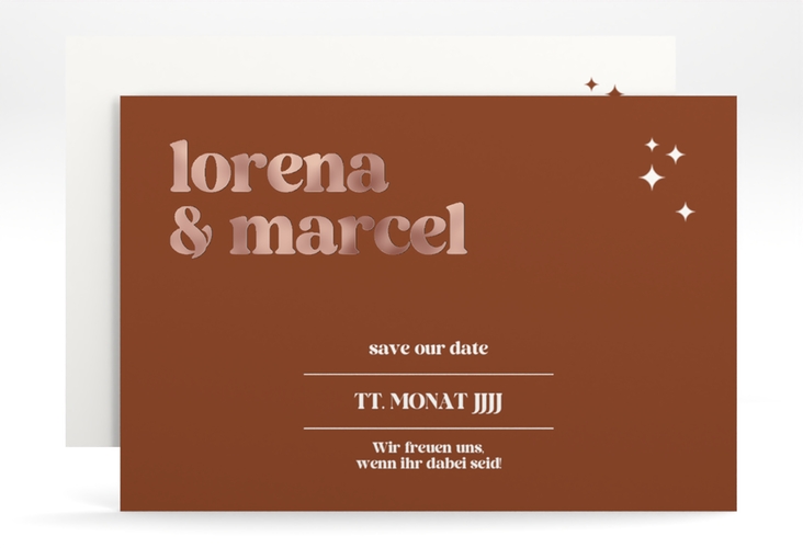 Save the Date-Karte Retro A6 Karte quer rosegold