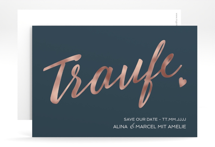 Save the Date-Karte Traufe A6 Karte quer rosegold