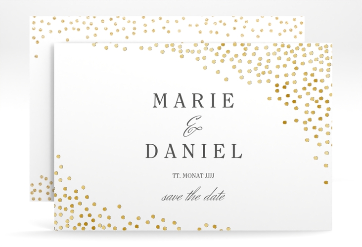 Save the Date-Karte Glitter A6 Karte quer gold