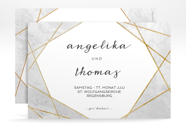 Save the Date-Karte Asymmetry A6 Karte quer gold