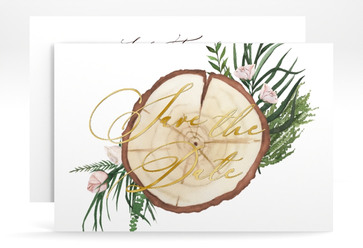 Save the Date-Karte Woodland A6 Karte quer gold