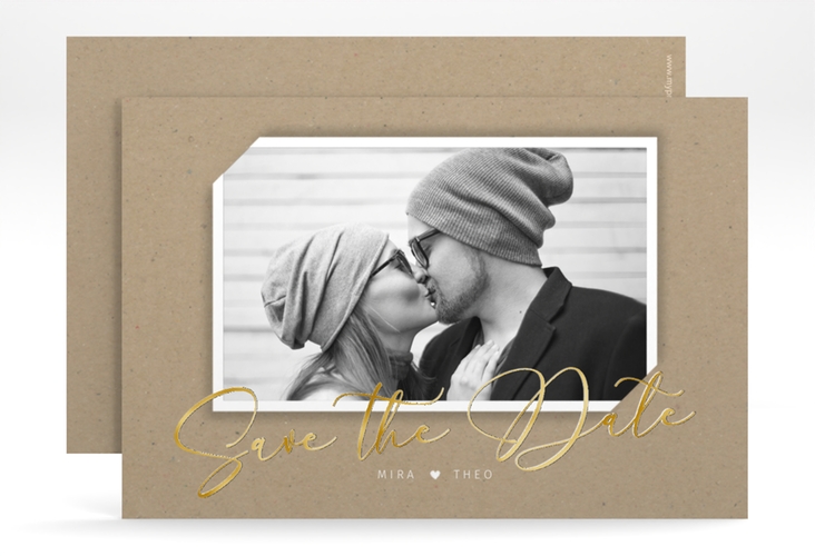 Save the Date-Karte Crafty A6 Karte quer gold