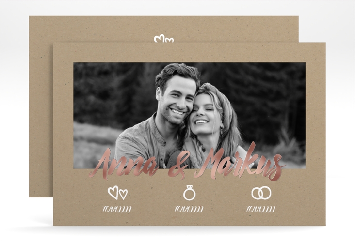 Save the Date-Karte Icons A6 Karte quer rosegold