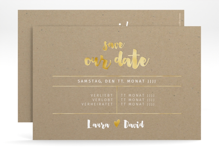 Save the Date-Karte Letterbox A6 Karte quer gold