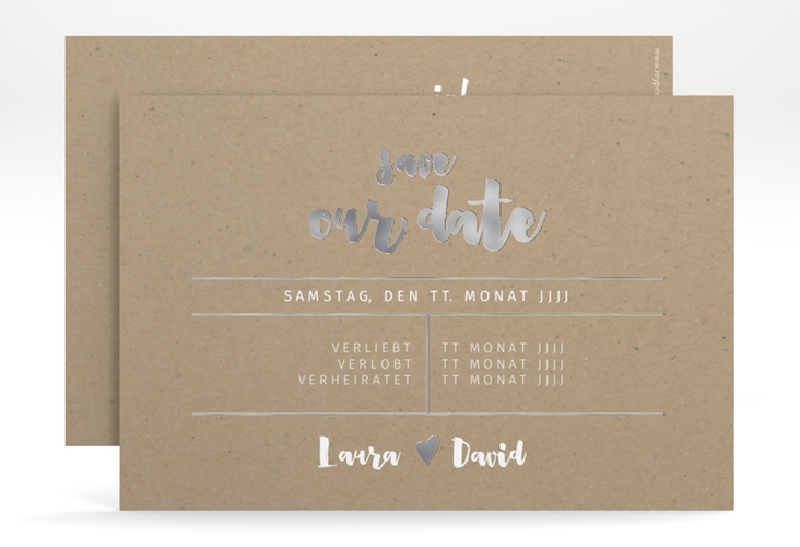 Save the Date-Karte Letterbox A6 Karte quer silber