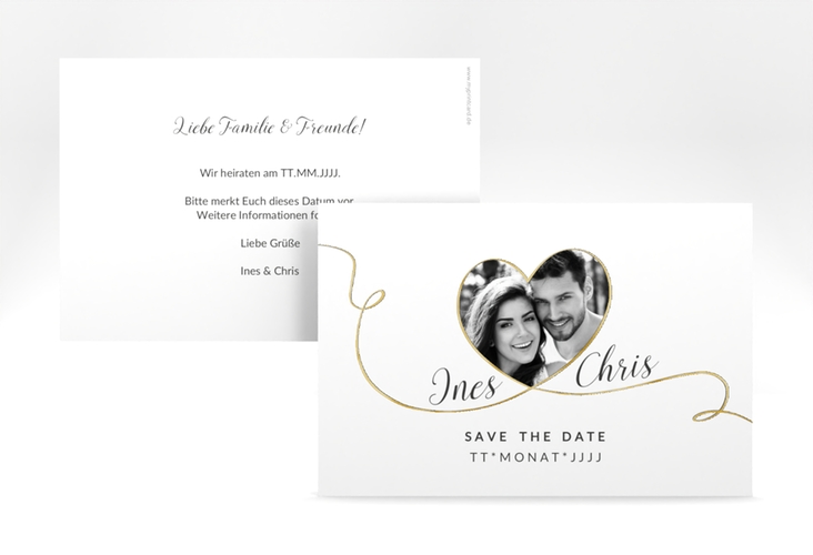 Save the Date-Karte Hochzeit Dolce A6 Karte quer gold