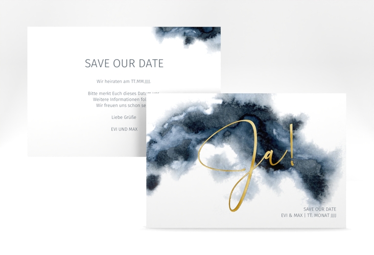 Save the Date-Karte Aquarellic A6 Karte quer gold