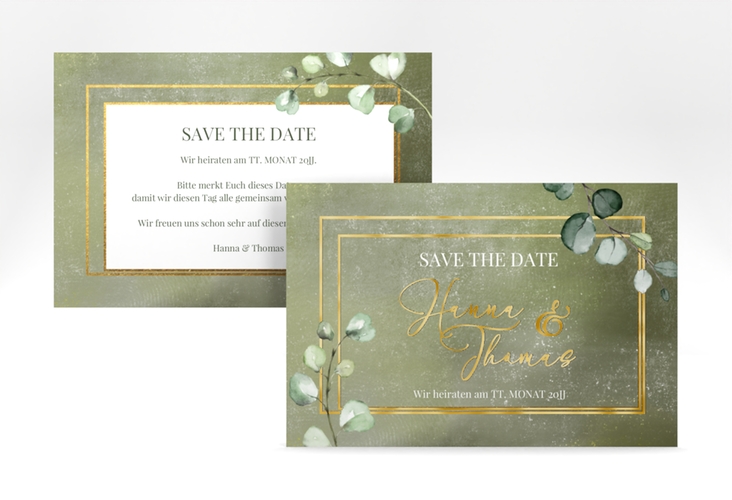 Save the Date-Karte Jade A6 Karte quer gold