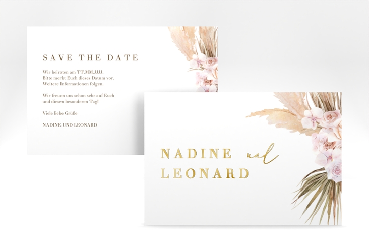 Save the Date-Karte Nude A6 Karte quer gold