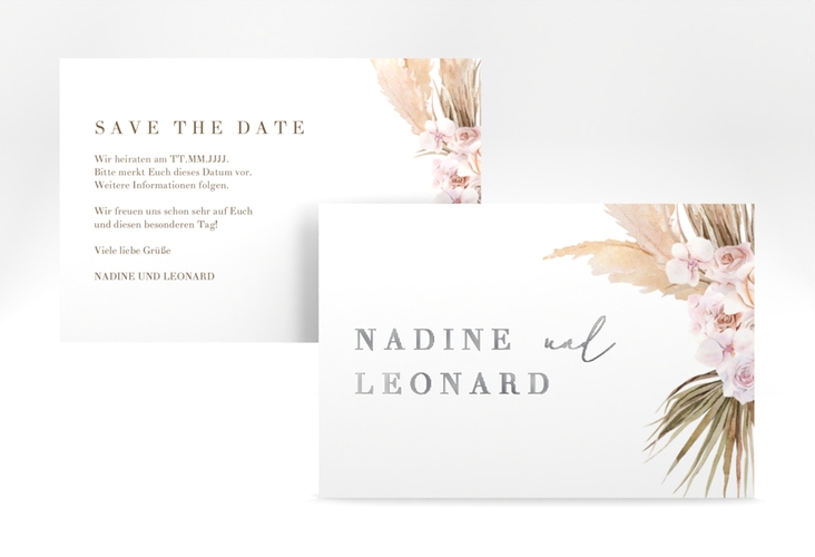 Save the Date-Karte Nude A6 Karte quer silber