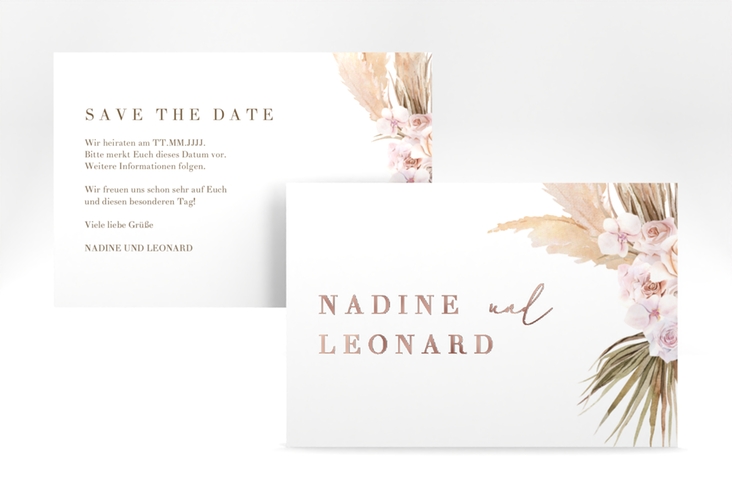 Save the Date-Karte Nude A6 Karte quer rosegold