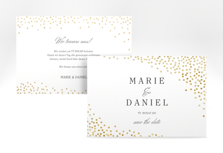 Save the Date-Karte Glitter A6 Karte quer gold