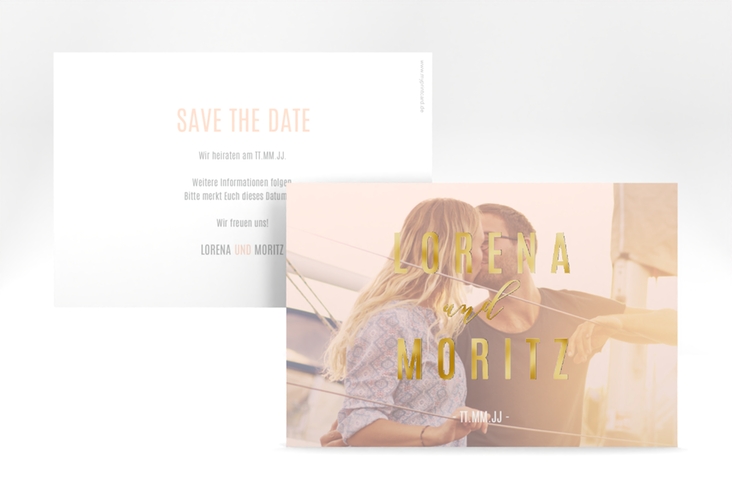 Save the Date-Karte Memory A6 Karte quer gold