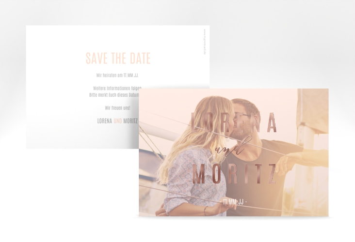 Save the Date-Karte Memory A6 Karte quer rosegold